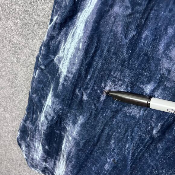 Anthropologie Floreat Crushed Velvet Shirt Dress Pockets Blue Large Petite - Picture 3 of 9